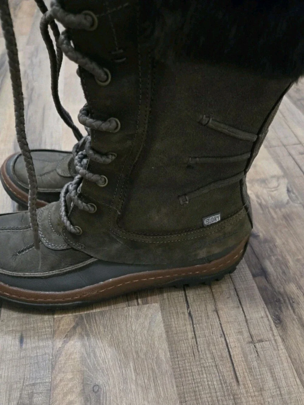 Merrell Decora Prelude Boots Womens 8.5 Black Suede Insulated Winter Waterproof